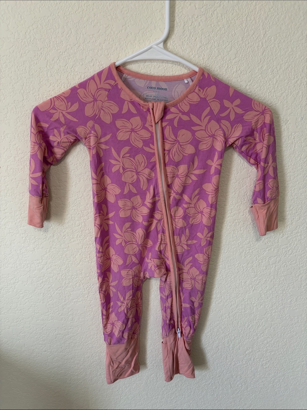 Coco Moon Hawaii Pink Floral Zip-Up Bamboo Footie for Kids